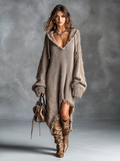 Vestido Melany | Vestido Midi de Punto con Capucha