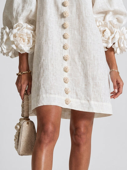Cintia | Vestido de flores en relieve