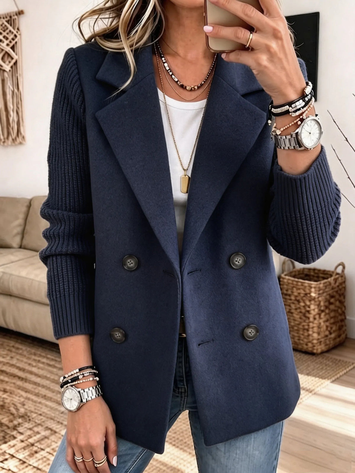 Blazer Emilia | Blazer Elegante con Mangas de Punto