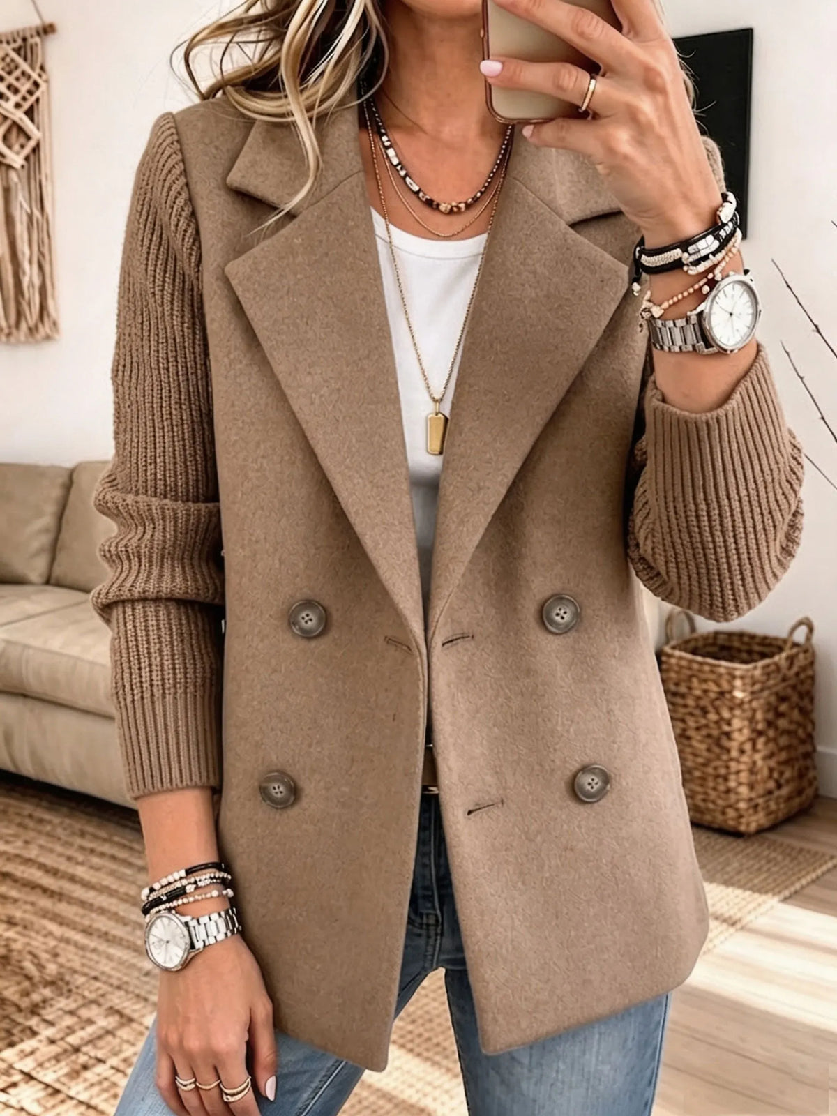 Blazer Emilia | Blazer Elegante con Mangas de Punto