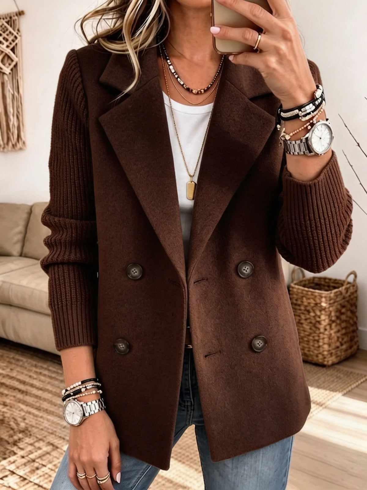 Blazer Emilia | Blazer Elegante con Mangas de Punto