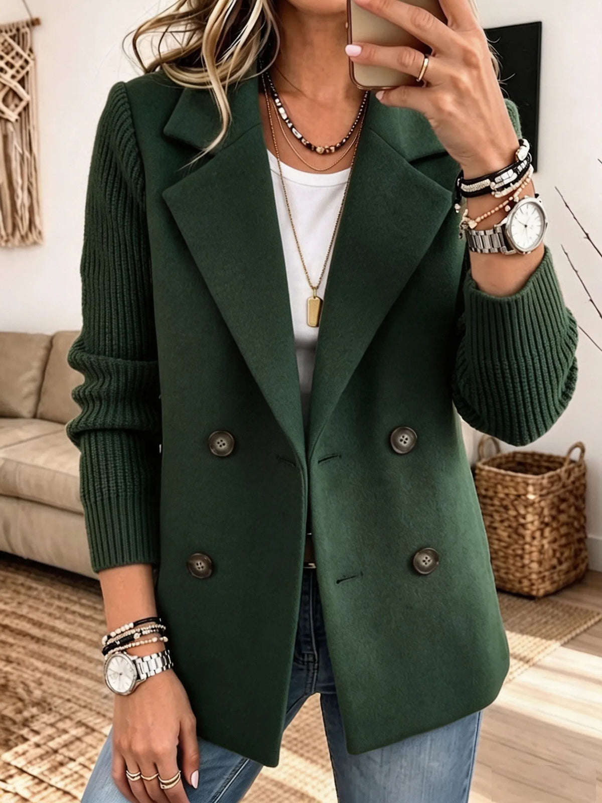 Blazer Emilia | Blazer Elegante con Mangas de Punto